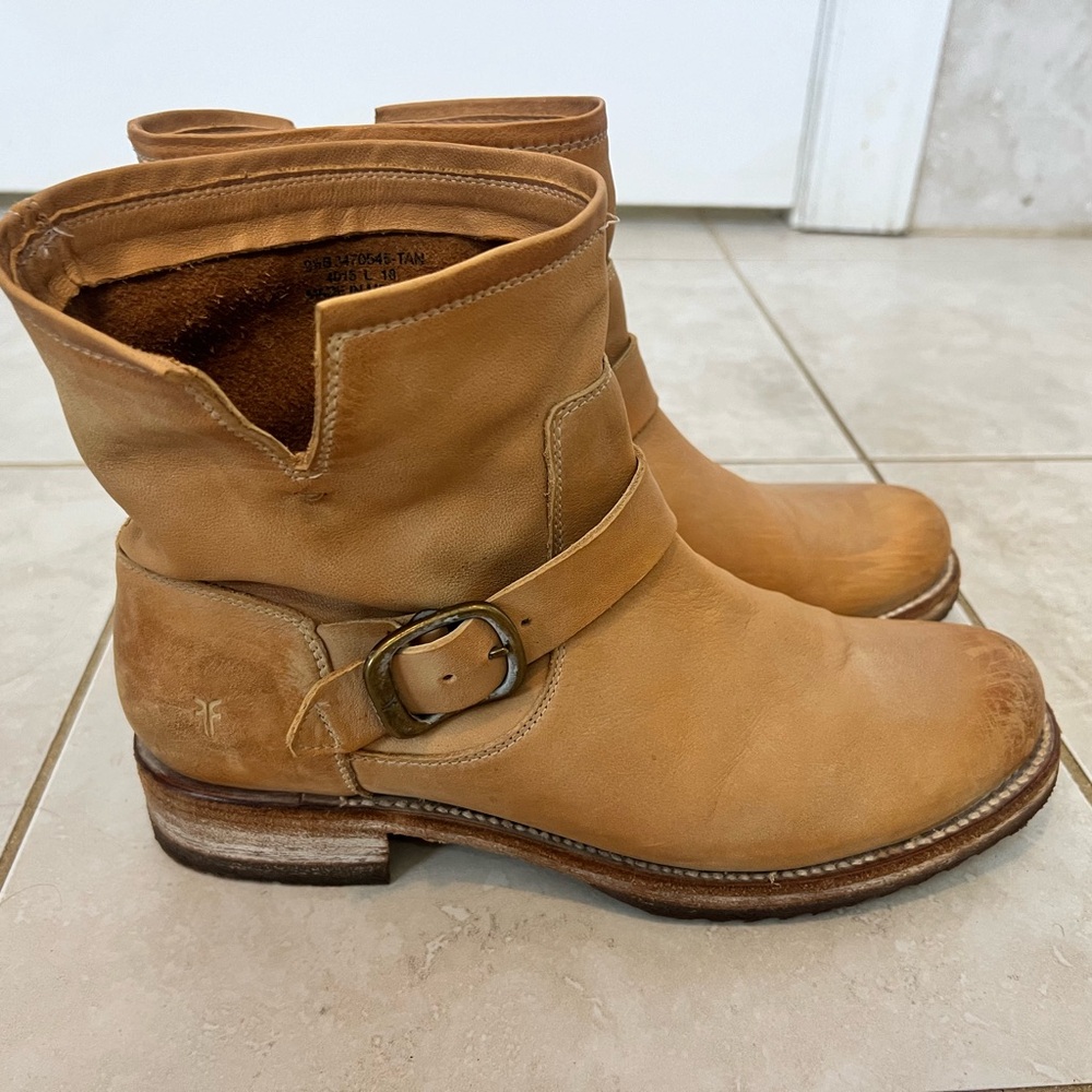 Frye Engineer bootie.  Size 9.5.  Tan, barely worn.